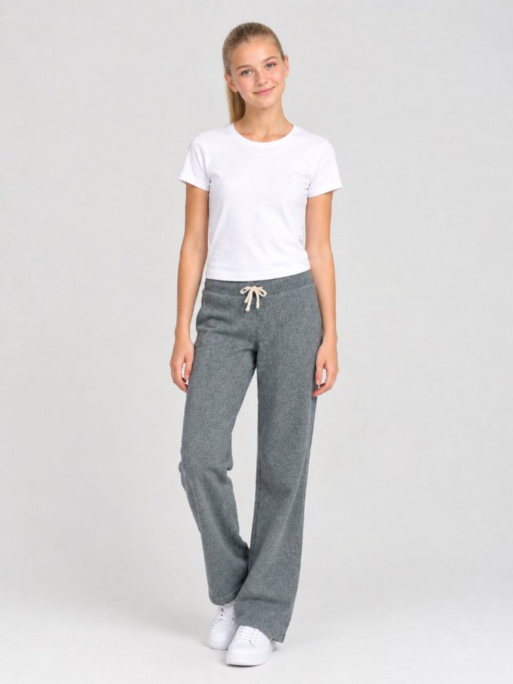 2/$30 Lands' End Kids School Uniform Drawstring Sweatpants Heather Gray #A4987